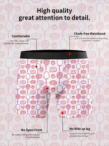 1件男士趣味平角内裤，趣味甜点印花（棒棒糖、棉花糖、甜甜圈），涤纶材质，可爱休闲家居服，情人节及甜蜜主题礼物的完美之选 - 粉色 - 查看 3