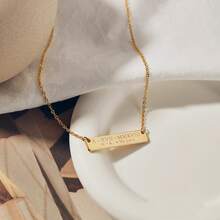 1 Pc Custom Name Bar Necklace Engraved Letter Stainless Steel Jewelry - Multicolor - View 6