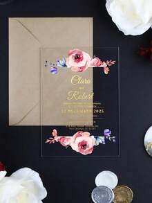 Acrylic Wedding Invitation: Custom Elegant Party Invites, Custom Acrylic Wedding Invitation, Acrylic Invites, Luxury Invite, Transparent Invitation, Custom Acrylic Wedding Invitation, Acrylic Invites, Minimalist Acrylic Invite, White Ink Acrylic Invitation, Transparent Invitation - Multicolor - View 17