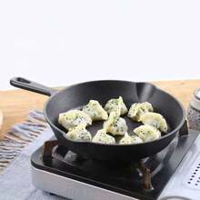 1 pieza Sartén de hierro fundido, sartén de hierro fundido sin recubrimiento, sartén pequeña para uso doméstico, sartén de fondo plano antiadherente, juego de utensilios de cocina de olla de hierro con estilo antiguo, sartén anti-salpicaduras de aceite - Ver 3