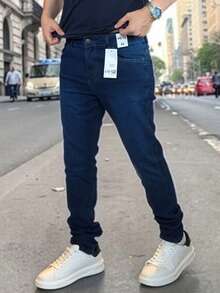 Men's Slim Fit Denim Jeans With Elastane And Lycra - 藍色之夜 - 查看 1