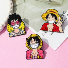 1/3 件装 阳光笑脸卡通胸针，一款开朗活泼的《海贼王》蒙奇·D·路飞装饰胸针，适合日常佩戴、作为礼物或小惊喜。 - 彩色 - 查看 2