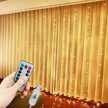 1pc 8-Mode Curtain Lights, USB Powered LED String Lights For Wedding, Holiday, Birthday Party, Bedroom, Window, Living Room, Indoor Decor (Remote Control Batteries Not Included) - USB Plug Powered - View 13
