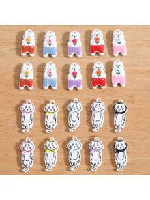 2pcs Double-Sided Zinc Alloy Painted 3D Cute Cat Pendant Charms, Bag Accessories - Cartoon Cat - View 4