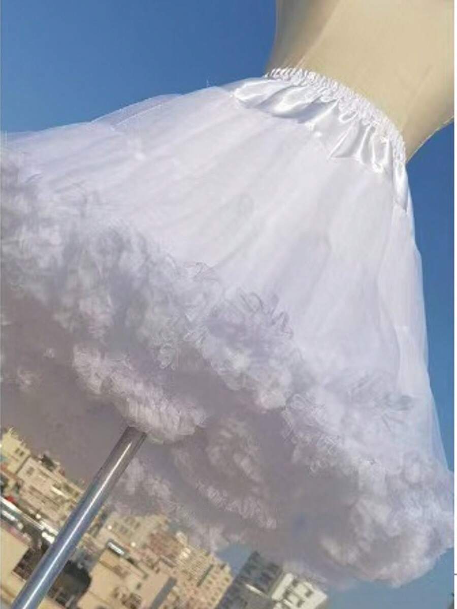 Women's Tulle Skirt, Elastic Waist Chiffon Short Lining Skirt, Princess Ballet Tutu Skirt, Underskirt, Bubble Skirt, Adult White Dress, Autumn/Spring Womenswear - Color - View 1