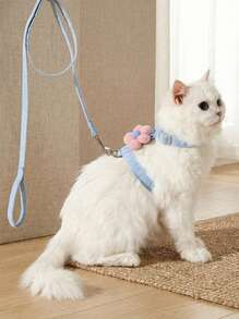 PETSIN Bộ dây đeo cho mèo họa tiết hoa dễ thương, kèm dây xích, thoải mái và nhẹ, chống thoát hiểm. - Nhiều màu - Xem 3