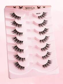 SHIDISHANGPIN 7 Pairs Transparent Band 3D Natural Crossing False Eyelashes, Reusable, Suitable For Daily Makeup - Black - View 2