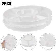 1/2/4件装可重复使用五格零食托盘，白色塑料分隔盘，不易碎圆形水果坚果拼盘，大容量，5个独立隔间，适合派对、日常使用、客厅茶几等场合。 - 彩色 - 查看 10