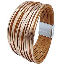 Un brazalete de estilo vintage multicolor hecho de aleación de zinc y cuero de PU, un brazalete de moda para mujer adecuado para el uso diario. (Brazalete, Brazalete de mujer, Accesorio de mujer) - color - Ver 8