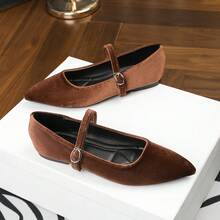 2026 尖头玛丽珍鞋，带搭扣，低鞋面通勤休闲鞋，女士四季皆宜 - 咖啡色 - 查看 6