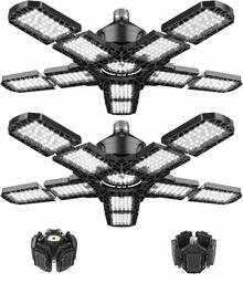 1/2pcs Led Garage Light 180W, 36000LM Garage Lights Ceiling LED With E26/E27 Medium Base, 6000K Deformable LED Shop Lights With 10+1 Adjustable Panels For Garage, Workshop, Attic, Basemen - Màu đen - 2 chiếc - Xem 12