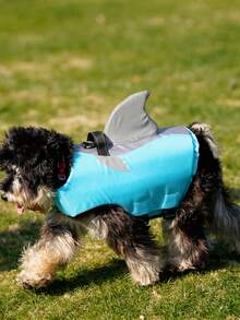 Áo phao cứu sinh phản quang hình vây cá có thể điều chỉnh, độ nổi cao dành cho thú cưng mùa hè - Màu xanh lam - Xem 7