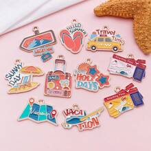 10个旅行主题珐琅吊坠散装 - 夏季度假DIY饰品钥匙扣 - 均碼 - 查看 8