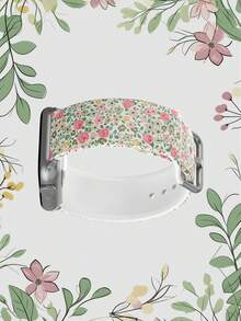 1条柔软弹性透气绿色叶子粉色花朵图案替换腕带，适用于 38mm 40mm 41mm 45mm 44mm 42mm 49mm，时尚休闲多色硅胶表带，兼容 Ultra系列S11/S10/SE/9/8/7/6/5/4/3/2/1智能手表配件 - 彩色 - 查看 5