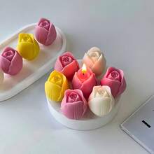 1个DIY郁金香蜡烛模具，花卉蜡烛蜡熔化硅胶模具，适用于手工工艺品、母亲节礼物，可重复使用 - 鬱金香模具 - 查看 1