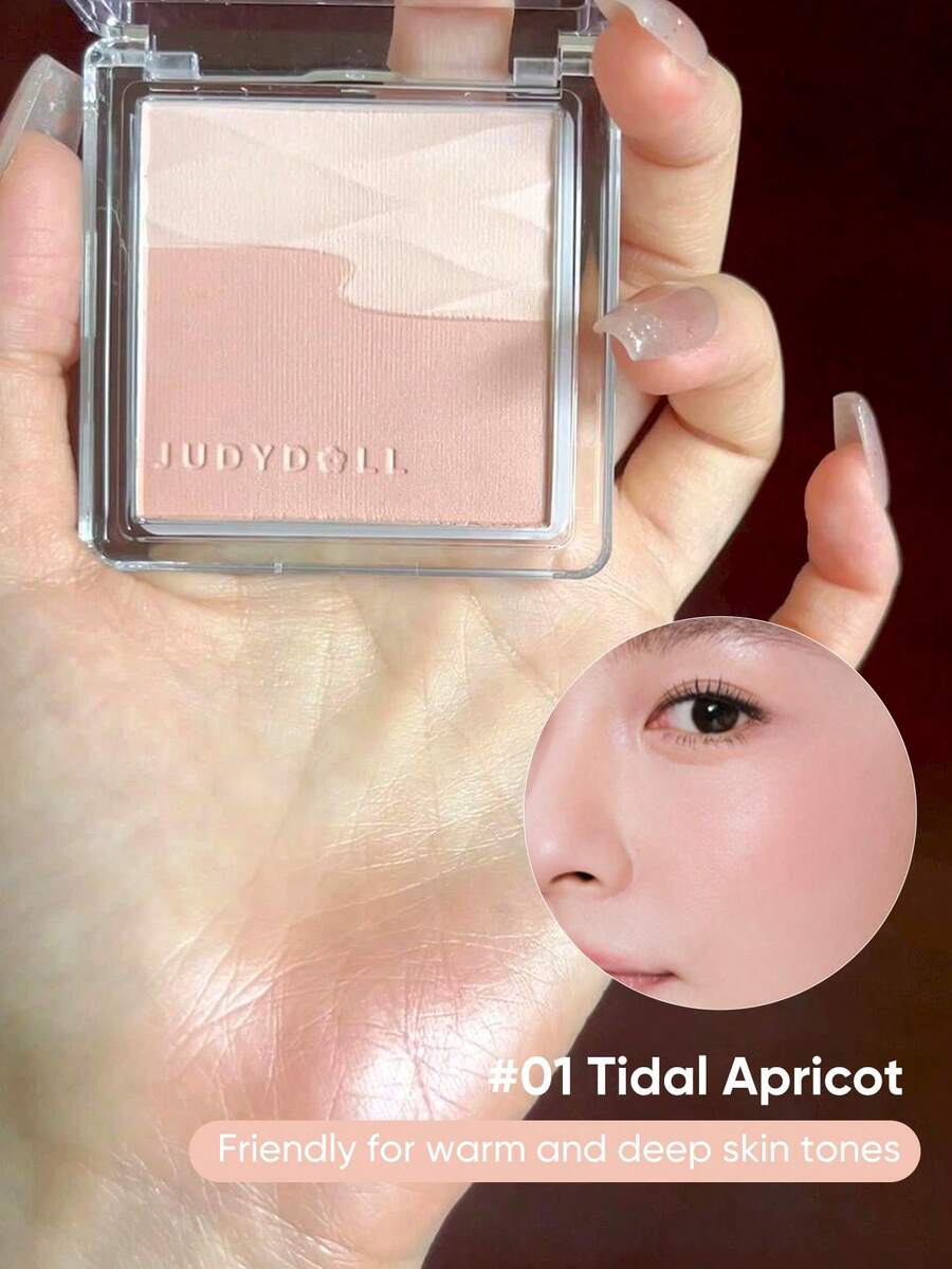 JUDYDOLL 水润缎光腮红，双色透明透亮腮红，打造日常健康光泽和透亮肤色 - #01 Tidal Apricot - 查看 1