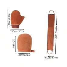 3pcs Self-Tanning Gloves Set, Includes Back Applicator, Mini Face Gloves, Soft & Easy To Apply, Reusable & Washable, Unisex - Multicolor - View 5