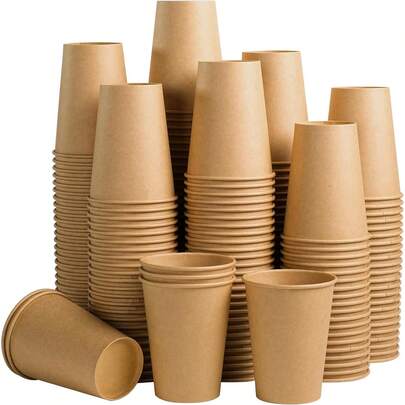 10/25/50/75pcs Kraft Paper Cups, Coffee Cups, Tea Cups, Cold Drink Cups, Party Cups, Reusable, Sturdy And Durable, Suitable For Birthday Party, Wedding, Mother's Day