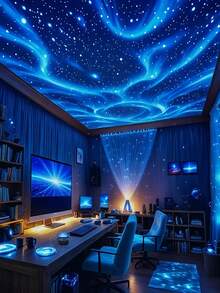 Romantic LED Lighting Fixture That Projects Starry Sky Effect, With Remote Control, Northern Lights Effect, Suitable For Bedroom Ceiling To Create Dreamy Ambiance And Aid Sleep - 多色光 - 查看 4