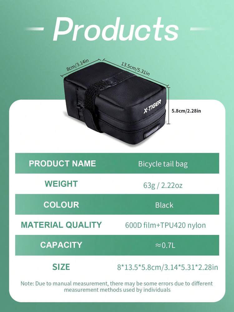 Bike Saddle Bag/ Bicycle Bag, Strap-On Cycling Bag For All Our Essentials, Portable Under Seat Bag For Mountain Road Bikes - Multicolor - View 2