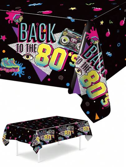1pc 80s 90s Tablecloth, Back To The 80's 90's PE Table Cover, Birthday Party Decorative Table Cloth, Disco Theme Party Decorative Tablecloth, Retro Nostalgic Party Decorative Table Cover, 80s 90s Decorative Accessories, 80s 90s Dance Hall Decorations, Festive Celebration Decorations, Stage Decor Disposable Table Cover, Kitchen Dining Room Decor Table Flag, Room Decor, Home Decor, Birthday Decorations, Birthday Gifts, Party Favors