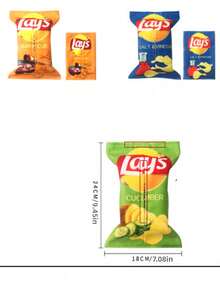 1个创意薯片造型纸巾盒，节省空间的方形纸巾盒，立方体纸巾盒，创新薯片袋设计，汽车沙发纸巾盒收纳盒，适用于客厅、餐厅、卧室 - 彩色 - 查看 7