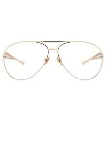 1pc Pilot Frame Metal Double Bridge Toad Eye Fashion Glasses, Personalized European And American Large Frame Fashion Summer Beach Accessory For Women - Trong sáng - Xem 3