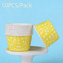 50个装烘焙纸杯蛋糕衬垫，耐热PET纸杯，卷边加固不油腻，纸杯蛋糕包装纸，烘焙纸杯 - 查看 5
