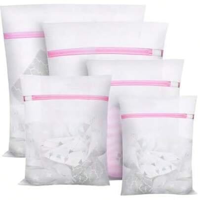 9pcs Durable Polyester Mesh Laundry Bags With Zipper - Washing Machine , Anti-Deformation, Suitable For Delicates, Underwear, Bras, Socks And Stockings