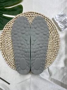 3 pares de plantillas deportivas de unicolor con patrón geométrico de PU transpirable, adecuadas para todo tipo de actividades al aire libre en todas las estaciones - Fondo azul con superficie gris - Ver 2