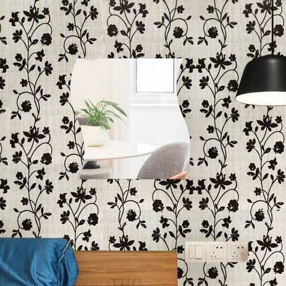 1 Roll Vintage American Style Self-Adhesive PVC Floral Wallpaper, Removable Vinyl Contact Paper For Living Room, Bedroom, Bathroom, Kitchen, Furniture Renewal, Desk, Wardrobe, Ins Style Wall Decor