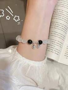 1pc Moon & Star Hollow Pendant Bracelet, Available In Multiple Colors, Suitable For Men And Women, Ideal Gift For Friends And Couples, Suitable For Dates, Daily Wear, And Parties - Starry Moon Bracelet - View 5