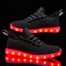 LED Light Up Sneakers USB Rechargeable 7 Color Changing Glow Shoes For Women Men, Party Dance Festival Fashion - 黑色 - 查看 6