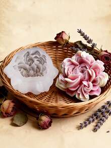 Handmade 3D Buttercup Ranunculus Shape Silicone Mold Austin Rose Flower Blossom Aromatherapy Candle Soap Gypsum Mold DIY Home Fragrance Stone Crystal Epoxy Resin Drip Glue Mold Floral Design Gifts Plaster Crafts Durable Decor Mold - White Silicone Mold - View 3