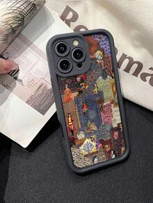 A Stylish And Minimalist TPU Phone Case With Collage Pattern, Suitable For Personal Use, Gifting To Friends And Family, Gifting To Teachers, And Also As A Valentine's Day And Birthday Gift. Compatible With Apple 17/16/15/14/13/12/11/PLUS/PRO/PROMAX/X/XR/XS/XMAX Series Models - 黑色 - 查看 4