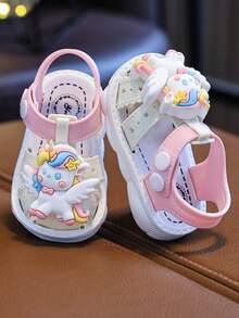 2026 Summer New Kids Toddler Infant Closed Toe Sandals, 0-4 Years Old, Cute Cartoon Fashion, Anti-Collision Anti-Kick Hook And Loop Closure - Apricot - View 7