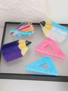 1件新款时尚创意趣味文具尺铅笔发夹浴室碗发髻爪夹发爪 - 彩色 - 查看 7