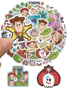 Disney 50 PCS Toy Story Buzz Lightyear & Alien Themed Stickers, Vinyl Stickers For Water Bottles, Laptops, Phones, Scrapbooks, Journals, Gift, School Reward, Office Decor Birthday Party Decorations Scrapbook Supplies Scrapbooking - 1 Set - View 3