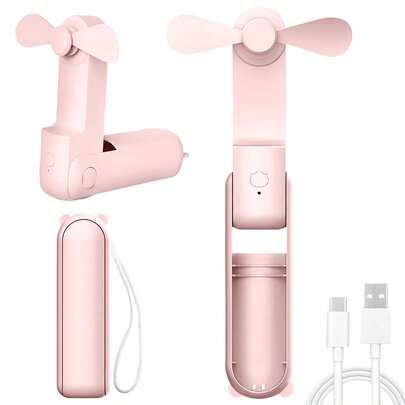 1 pieza Ventilador unisex de unicolor, recargable por USB tipo C y plegable, mini ventilador portátil silencioso con batería de 500mAh, adecuado para actividades al aire libre, oficina, escuela, playa, piscina, fiesta, vida diaria