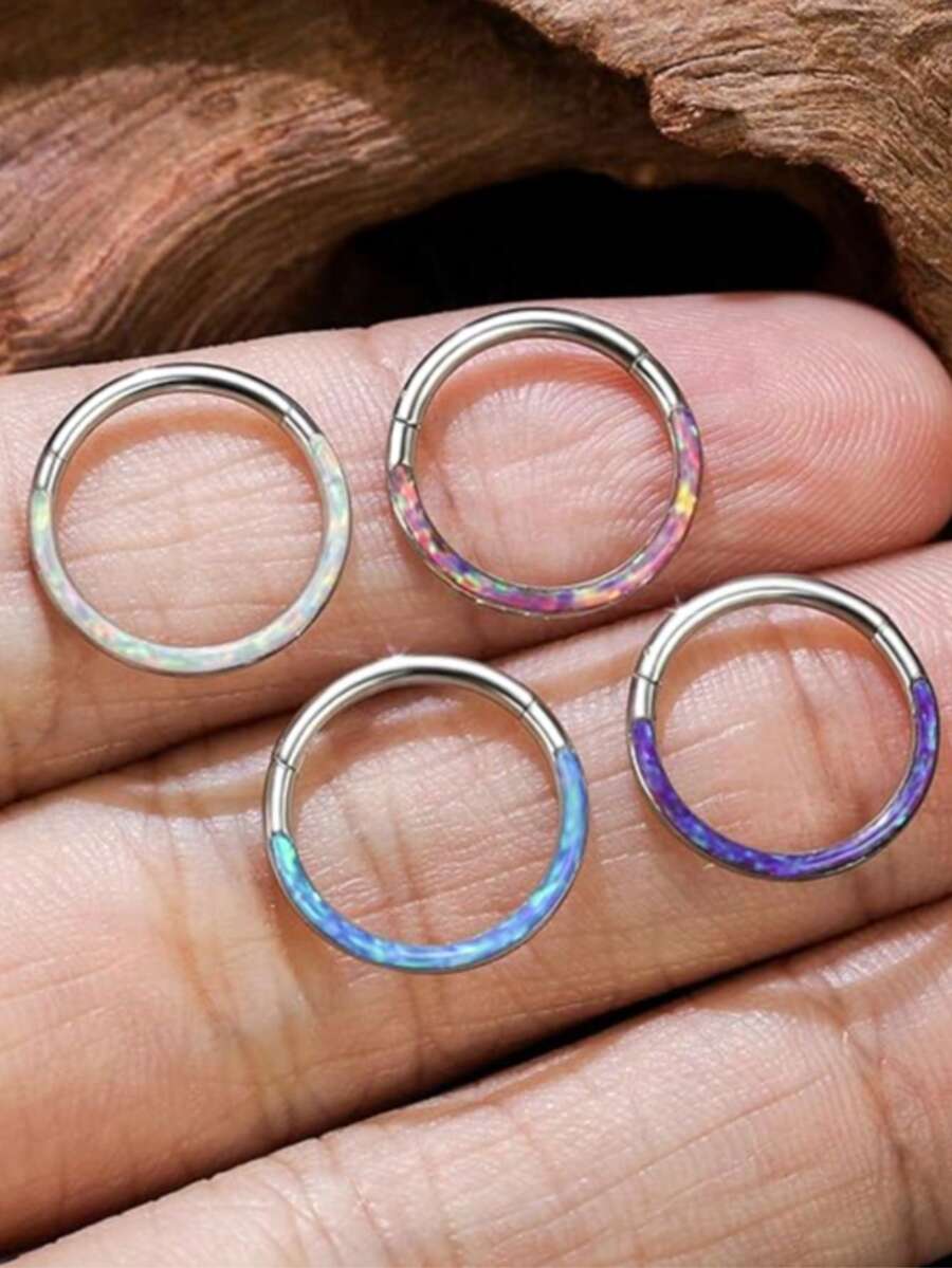 1件装不锈钢低过敏性分段式可开口蓝粉色8毫米10毫米耳环、鼻环、唇环、耳骨环、耳廓环、耳廓耳廓环、耳廓耳洞,适用于鼻部、唇部、耳骨、耳廓、耳廓等穿孔部位,最佳情人节配饰 - 平面澳寶 - 查看 1