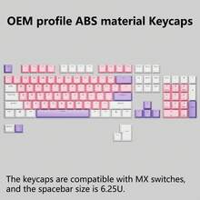 ABS Material, OEM Height, Purple, Pink And White Dual-Color Injection Molding Keycaps With Transparent Characters. Suitable For MX Switches. 6.25U Spacebar Size. Includes Keycaps Only, No Keyboard Body. Comes With Keycap Puller Tool. - View 14