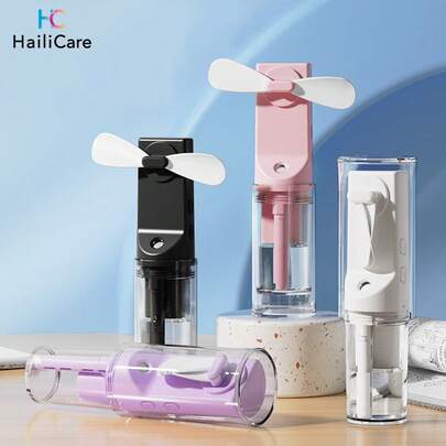 Hailicare 迷你喷雾风扇，制冷加湿二合一，四档可调，超便携设计，柔软扇叶，透明水箱，800mAh电池容量，低噪音静音运行，便携式小风扇，适用于卧室/厨房/户外