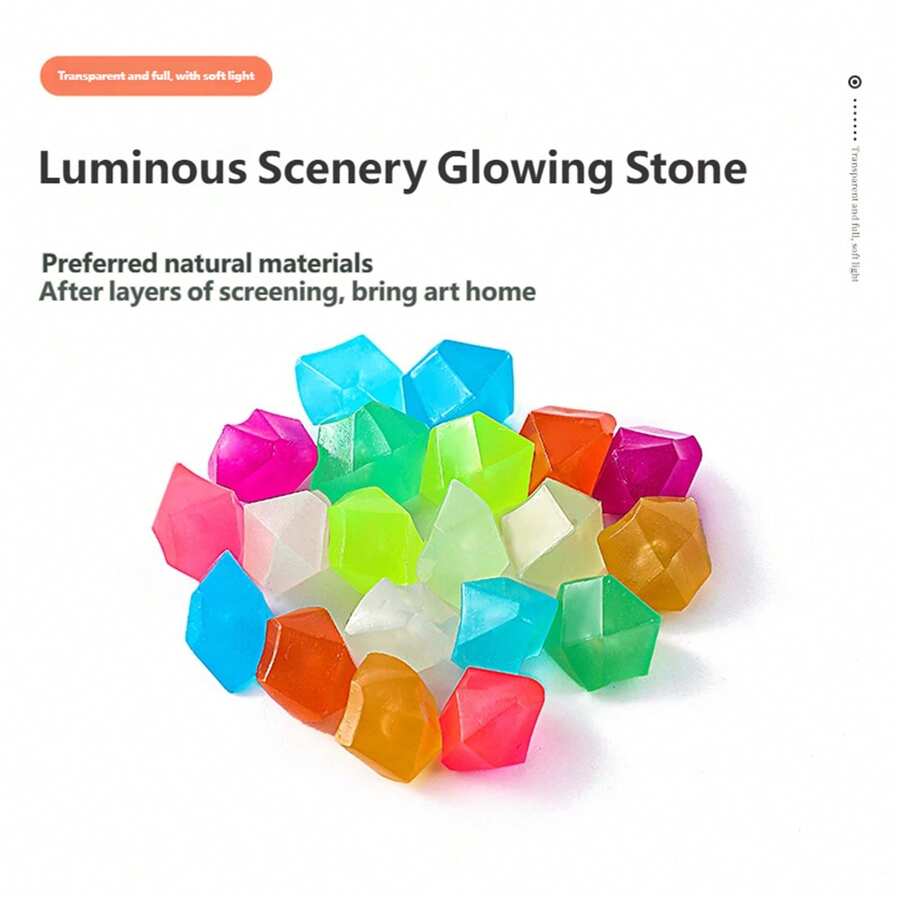 Rhombus Luminous Stones For Aquarium Landscaping, Mini Luminous Stones, Plastic Luminous Stones For Gardening