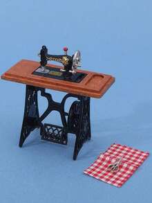 1 Stück 1:12 Miniatur Nähmaschinen Zubehör, Vintage Puppenhaus Szene Spielzeugmodell - Verschiedenfarbig - Übersicht 5