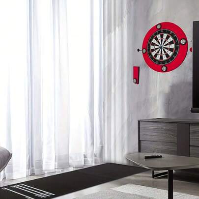 Alfombra para diana de 200 x 30 cm, con 4 distancias de lanzamiento, adecuada para bar, hogar y entretenimiento en club, color negro, material EVA, tamaño universal