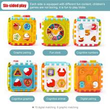 Juguete Niños Didáctico Educativo 6en1 Cubo Actividades Bebé,Bloques de construcción numéricos de cubo de seis caras educativos para niños - Juguete de educación temprana para bebés de 0 a 3 años - Amarillo - Ver 7