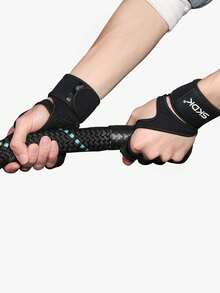 SKDK 1 Pair Ventilated Weight Lifting Workout Gloves For Men Women, Built-In Wrist Wraps And Non-Slip Palm Silicone Exercise Gym Gloves For Cross Training Powerlifting. - màu đen - Xem 8