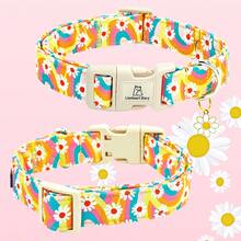 Lionheart Glory 狗狗项圈 可爱花朵宠物项圈 男女狗狗通用 柔软可调节幼犬项圈 宠物礼物 - 黃色 - 查看 5