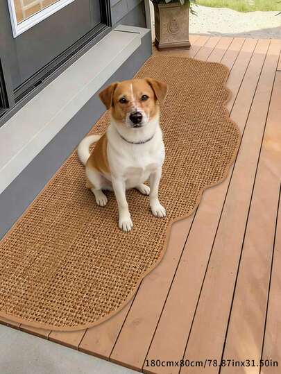 1pc Asymmetrical Cloud-Shaped Faux Jute Doormat, Faux Jute Texture, Machine Washable, Suitable For Hallway, Kitchen, Bathroom, Laundry Room, Brown Modern Design, Durable And Easy To Clean Runner Mat, Suitable For Corridors, Entrances And Narrow Spaces, Textured Surface Enhances Traction, Pet Scratch-Resistant And Wear-Resistant Mat, Fashionable And Practical Home Decor, Unique Pineapple Ring Doormat Design