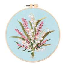 1 Set Beginner Embroidery Tool Kit, Floral Pattern, Elegant Style Cross Stitch Embroidery Set, Includes 3 Styles, Suitable For DIY Embroidery Lovers, Contains Printed Fabric, Embroidery Threads, Embroidery Needles, English Instruction, 20cm/7.9" Faux Bamboo Embroidery Hoop, Adult Embroidery Kit, Handmade Embroidery Set, DIY Craft Kit, Birthday/Valentine's Day/Mother's Day Gift (Seasonal Bamboo Needle Art), Surprise Gift For Family, Friends, Colleagues, Neighbors, Grandparents - Multicolor - View 5